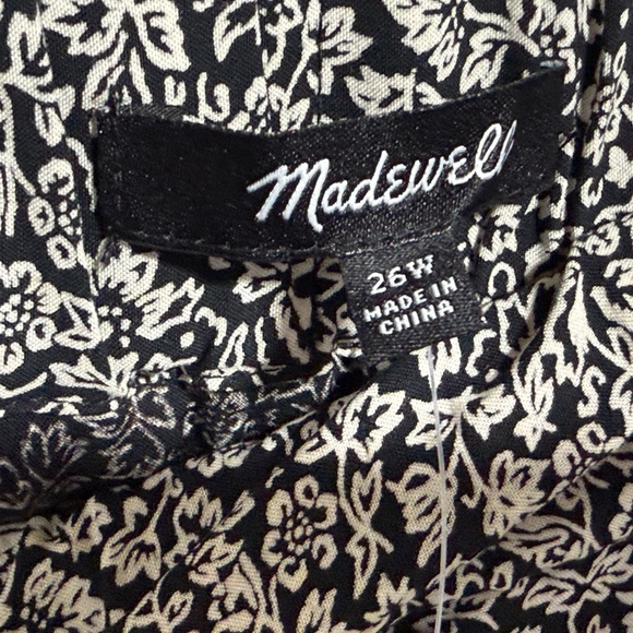 Madewell Women's Skirt- 26W Pull-On Tier Mini True Black Cream Ditzy Floral - Picture 6 of 7